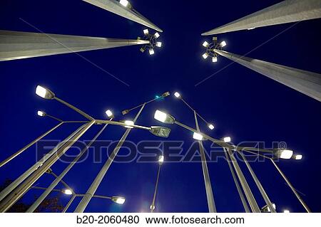Stock Image - Forest of streetlights in the Bilbao Fine Arts Museum (Bosque de farolas), Bilbao, Bizkaia, Basque Country, Spain. Fotosearch