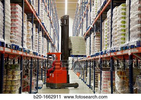 Forklifts, Pallet warehouse, Packaging canned vegetables, Canning Industry, Agri-food, Logistics Center, Grupo Riberebro, Alfaro, La Rioja, Spain View Large Photo Image Stock Image - Forklifts, Pallet warehouse, Packaging canned vegetables, Canning Industry, Agri-food, Logistics Center, Grupo Riberebro, Alfaro, La Rioja, Spain. Fotosearch