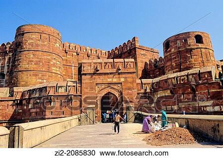 Stock Image - Fort, Agra, Uttar Pradesh state, India. Fotosearch