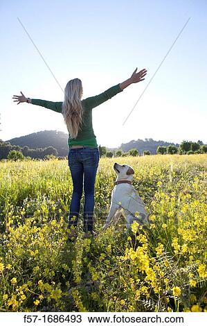 Forty something year old woman sun worshipping in a meadow View Large Photo Image Stock Image - Forty something year old woman sun worshipping in a meadow. Fotosearch