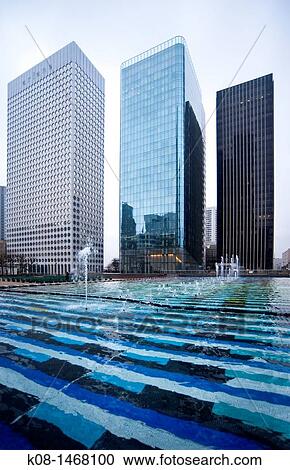 Stock Image - Fountain by Yaakov Agam, La Defense business district, Paris, France. Fotosearch