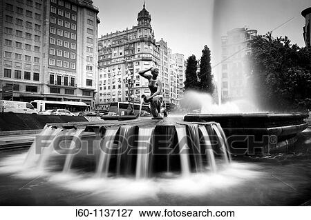 Fountain in Plaza de Espaa, Madrid, Spain View Large Photo Image Stock Photo - Fountain in Plaza de Espaa, Madrid, Spain. Fotosearch