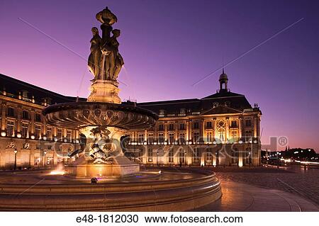 FOUNTAIN OF THE THREE GRACES PLACE DE LA BOURSE BORDEAUX GIRONDE AQUITANE FRANCE View Large Photo Image Stock Image - FOUNTAIN OF THE THREE GRACES PLACE DE LA BOURSE BORDEAUX GIRONDE AQUITANE FRANCE. Fotosearch