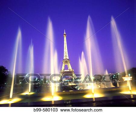 Fountains, Trocadero, Eiffel tower, Paris, France. View Large Photo Image Stock Image - Fountains, Trocadero, Eiffel tower, Paris, France.. Fotosearch