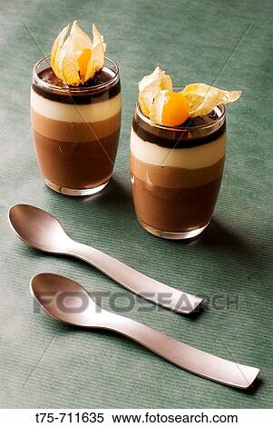 Four chocolates dessert with Cape gooseberry fruits View Large Photo Image Stock Photography - Four chocolates dessert with Cape gooseberry fruits. Fotosearch