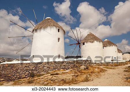Four of the five famous windmills, Chora, Mykonos Town, Mykonos, Greece. View Large Photo Image Stock Image - Four of the five famous windmills, Chora, Mykonos Town, Mykonos, Greece.. Fotosearch