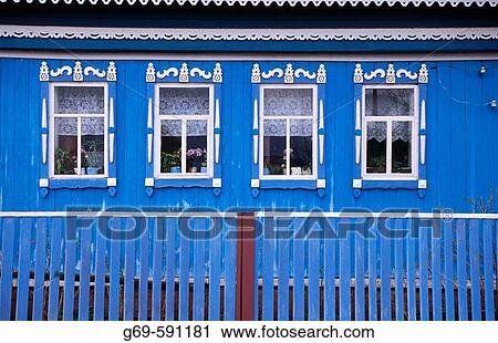 Four windows on a blue russian house. Near Ufa. Bashkortostan. Russia. View Large Photo Image Stock Image - Four windows on a blue russian house. Near Ufa. Bashkortostan. Russia.. Fotosearch