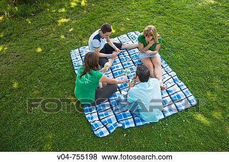 Four young people playing cards in the garden View Large Photo Image Stock Photo - Four young people playing cards in the garden. Fotosearch