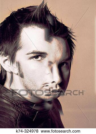 Fragmented Portrait of Young Man in Leather Jacket View Large Photo Image Stock Photo - Fragmented Portrait of Young Man in Leather Jacket. Fotosearch