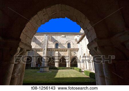 Stock Image - France, 85, Poitevin, Nieul on Autise: Romanesque abbey saint vincent. Fotosearch