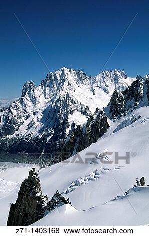 Stock Photo - France, Alps, Savoie, Chamonix, Aiguille du Dru, Aiguille Verte,. Fotosearch