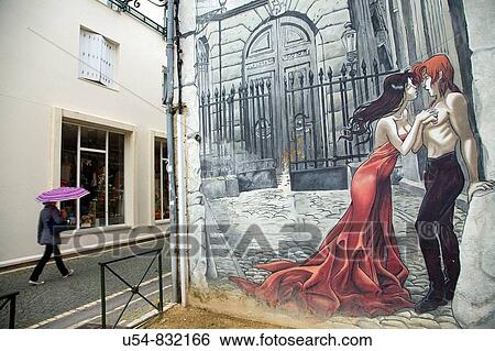 Stock Photograph - France. Angouleme. Painted walls.. Fotosearch