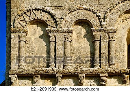 Stock Image - France. Aquitaine. Dordogne. romanic church, XIIc., at Carsac de Gurson.,.. Fotosearch