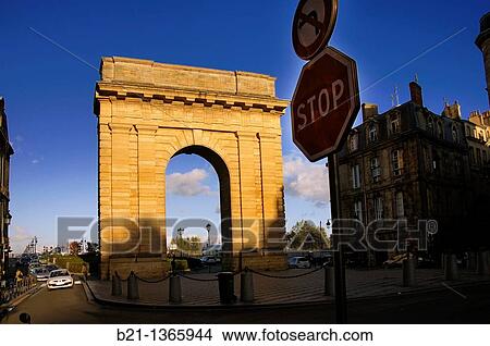 Picture - France, Aquitaine-Gironde-? Porte de Bourgogne? at Bordeaux.. Fotosearch