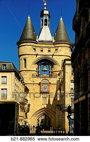 Stock Photography - France. Aquitaine. Gironde.? Porte saint Eloi?, called? la Grosse cloche?, on the pilgrimage way to Santiago de Compostela, at Bordeaux.. Fotosearch