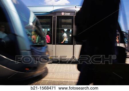 France, Aquitaine, Gironde, Tramway at Bordeaux. View Large Photo Image Stock Image - France, Aquitaine, Gironde, Tramway at Bordeaux.. Fotosearch