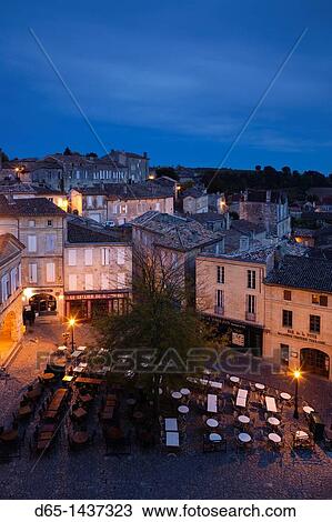 France, Aquitaine Region, Gironde Department, St-Emilion, wine town, elevated view of Place de l? Eglise Monolithe, dusk View Large Photo Image Stock Image - France, Aquitaine Region, Gironde Department, St-Emilion, wine town, elevated view of Place de l? Eglise Monolithe, dusk. Fotosearch