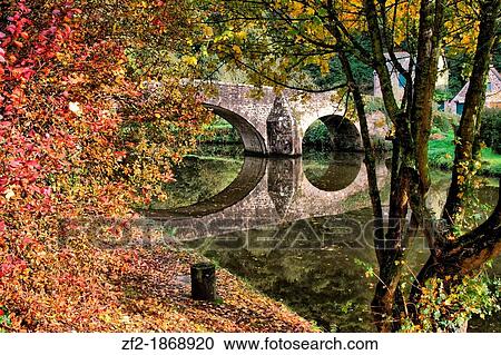 France, Brittany, Cotes d Armor, L? hon, The old bridge over the Rance river View Large Photo Image Stock Image - France, Brittany, Cotes d Armor, L? hon, The old bridge over the Rance river. Fotosearch