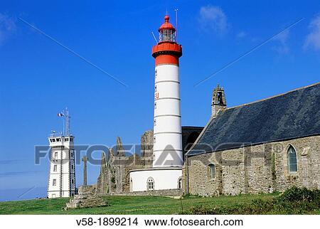 France, Brittany, Finistere, Pointe de St Mathieu, The abbey ruins, the lighthouse and signal station View Large Photo Image Picture - France, Brittany, Finistere, Pointe de St Mathieu, The abbey ruins, the lighthouse and signal station. Fotosearch