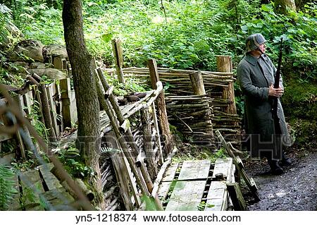Picture - France, Champagne-Ardenne, Marne 51, Vienne le Chateau - Camp de la Vall? e Moreau - recontitution and remnants of a german camp of the First Worl War - Trenches. Fotosearch