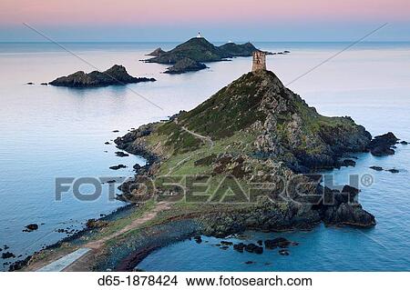 France, Corsica, Corse-du-Sud Department, Corsica West Coast Region, Ajaccio-area, Pointe de la Pirata, view of the Iles Sanguinaires, dawn View Large Photo Image Picture - France, Corsica, Corse-du-Sud Department, Corsica West Coast Region, Ajaccio-area, Pointe de la Pirata, view of the Iles Sanguinaires, dawn. Fotosearch