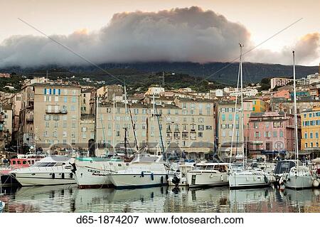 France, Corsica, Haute-Corse Department, Le Cap Corse, Bastia, view of the Old Port, dusk View Large Photo Image Stock Photo - France, Corsica, Haute-Corse Department, Le Cap Corse, Bastia, view of the Old Port, dusk. Fotosearch