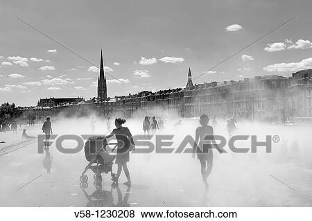 France, Gironde, Bordeaux, World Heritage Site, Miroir d? eau Water mirror and Place de la Bourse View Large Photo Image Stock Photo - France, Gironde, Bordeaux, World Heritage Site, Miroir d? eau Water mirror and Place de la Bourse. Fotosearch