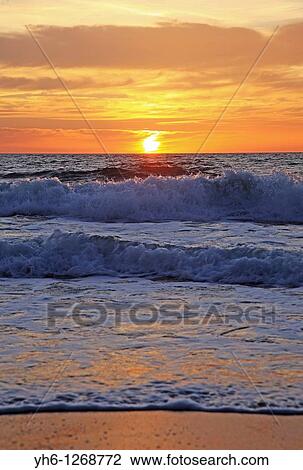 France, Gironde, Montalivet-les-Bains, sunset at Atlantic Ocean View Large Photo Image Stock Image - France, Gironde, Montalivet-les-Bains, sunset at Atlantic Ocean. Fotosearch