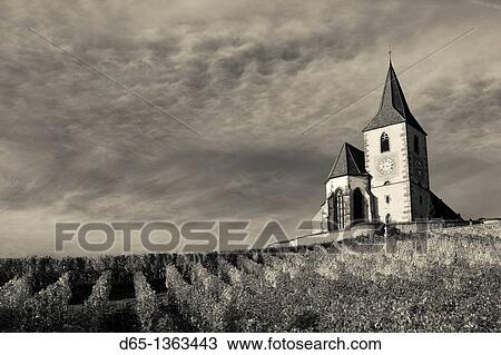 France, Haut-Rhin, Alsace Region, Alasatian Wine Route, Hunawihr, town church, autumn View Large Photo Image Stock Image - France, Haut-Rhin, Alsace Region, Alasatian Wine Route, Hunawihr, town church, autumn. Fotosearch