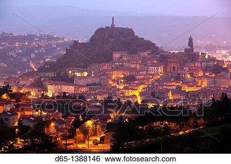 France, Haute-Loire Department, Auvergne Region, Le Puy-en-Velay, town overview, dawn View Large Photo Image Stock Photograph - France, Haute-Loire Department, Auvergne Region, Le Puy-en-Velay, town overview, dawn. Fotosearch