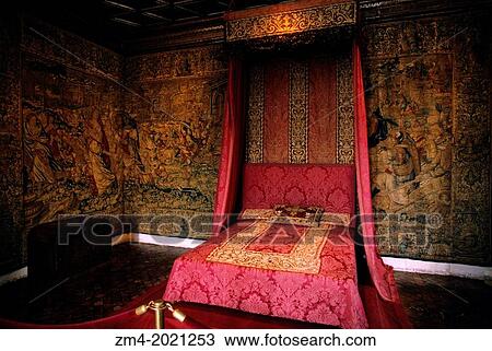 FRANCE, LOIRE REGION, CHENONCEAUX CHATEAUX, CASTLE, BEDROOM OF THE FIVE QUEENS. View Large Photo Image Stock Image - FRANCE, LOIRE REGION, CHENONCEAUX CHATEAUX, CASTLE, BEDROOM OF THE FIVE QUEENS.. Fotosearch