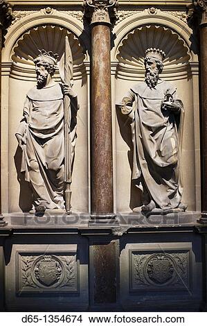 Picture - France, Marne, Champagne Ardenne, Reims, Basilique St-Remi, 17th century figures on the crypt of St-Remi. Fotosearch