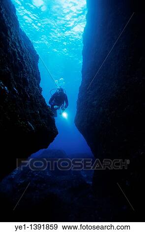 France marseille cave scuba diver shines an underwater light View Large Photo Image Stock Photo - France marseille cave scuba diver shines an underwater light. Fotosearch