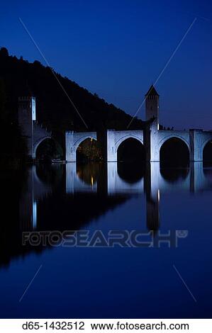 France, Midi-Pyrenees Region, Lot Department, Cahors, Pont Valentre, midieval bridge, Lot River, evening View Large Photo Image Stock Image - France, Midi-Pyrenees Region, Lot Department, Cahors, Pont Valentre, midieval bridge, Lot River, evening. Fotosearch