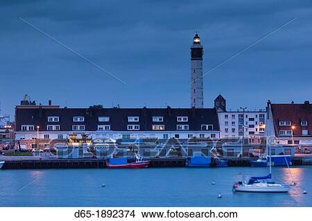 France, Nord-Pas de Calais Region, Pas de Calais Department, Calais, port view with lighthouse, dusk View Large Photo Image Picture - France, Nord-Pas de Calais Region, Pas de Calais Department, Calais, port view with lighthouse, dusk. Fotosearch
