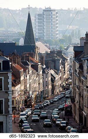 France, Nord-Pas de Calais Region, Pas de Calais Department, Boulogne sur Mer, buildings along the Grand Rue, elevated view View Large Photo Image Stock Image - France, Nord-Pas de Calais Region, Pas de Calais Department, Boulogne sur Mer, buildings along the Grand Rue, elevated view. Fotosearch