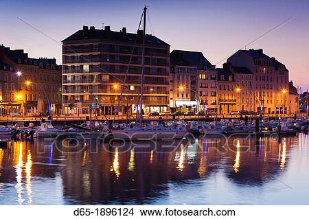 France, Normandy Region, Manche Department, Cherbourg-Octeville, buildings of the Avant Port, dusk View Large Photo Image Picture - France, Normandy Region, Manche Department, Cherbourg-Octeville, buildings of the Avant Port, dusk. Fotosearch