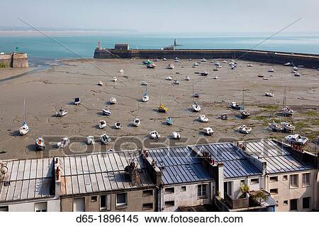 France, Normandy Region, Manche Department, Granville, elevated port view with boats at low tide View Large Photo Image Stock Photography - France, Normandy Region, Manche Department, Granville, elevated port view with boats at low tide. Fotosearch