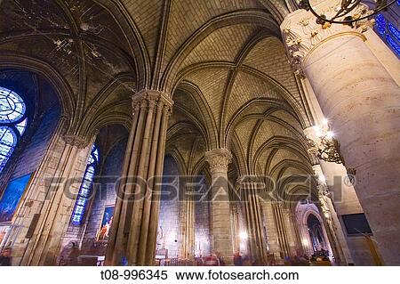 Stock Photography - france, paris: cath? drale notre-dame, plafond. Fotosearch