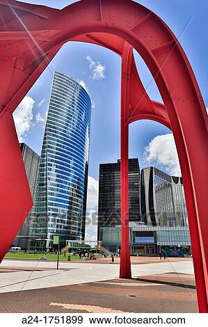France, Paris City, La Defense District, Defense Square, Alexander Calder structure View Large Photo Image Stock Photo - France, Paris City, La Defense District, Defense Square, Alexander Calder structure. Fotosearch