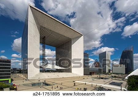 France, Paris City, La Defense District, the Gran Arche View Large Photo Image Stock Photography - France, Paris City, La Defense District, the Gran Arche. Fotosearch
