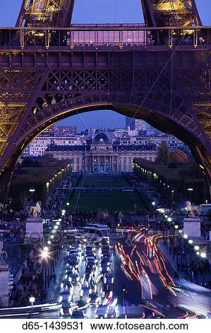 Stock Image - France, Paris, Eiffel Tower, dusk. Fotosearch