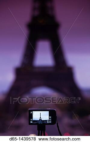 France, Paris, Eiffel Tower photographed with digital camera, dawn View Large Photo Image Stock Photo - France, Paris, Eiffel Tower photographed with digital camera, dawn. Fotosearch