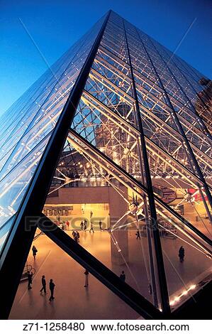 Stock Image - France, Paris, Louvre, palace, museum, Pyramide,. Fotosearch