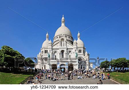 France, Paris, Montmartre, Basilique de Sacre Coeur View Large Photo Image Stock Photo - France, Paris, Montmartre, Basilique de Sacre Coeur. Fotosearch