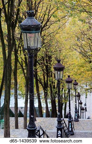 France, Paris, Montmartre, rue de Foyatier steps to the Place du Sacre Coeur, autumn View Large Photo Image Stock Photo - France, Paris, Montmartre, rue de Foyatier steps to the Place du Sacre Coeur, autumn. Fotosearch