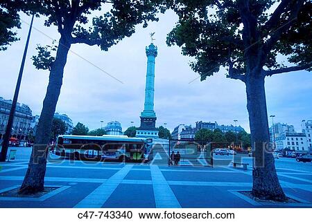 Stock Image - France. Paris. Place de la Bastille. The storming of the Bastille on July 14th 1789, signaled the beginning of the French Revolution.. Fotosearch