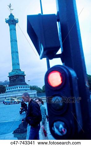 Stock Image - France. Paris. Place de la Bastille. The storming of the Bastille on July 14th 1789, signaled the beginning of the French Revolution.. Fotosearch