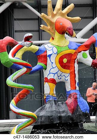 France, Paris, The Stravinsky Fountain located in Place Stravinsky, between the Centre Pompidou and the Church of Saint-Merri. View Large Photo Image Stock Image - France, Paris, The Stravinsky Fountain located in Place Stravinsky, between the Centre Pompidou and the Church of Saint-Merri.. Fotosearch