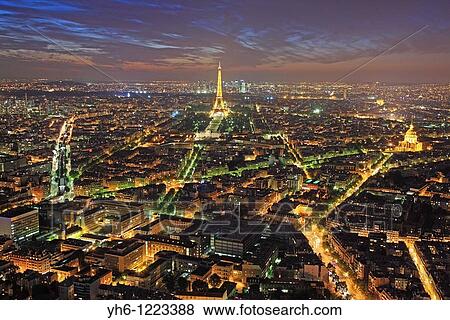 Stock Photo - France, Paris, View from Montparnasse Tower, Eiffel Tower. Fotosearch